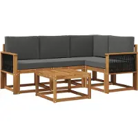 vidaXL Ensemble de canapés d'extérieur , 5 pièces, en polyester, couleurs : naturel et anthracite