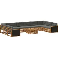 vidaXL Ensemble de canapés , 11 pièces, en bois d'acacia massif, couleurs : naturel et anthracite