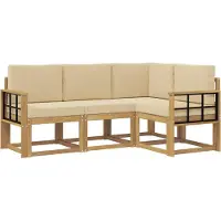 vidaXL Ensemble de salon de jardin 4 pièces, blanc et beige