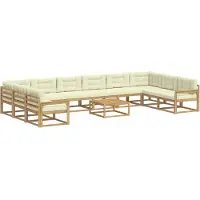 vidaXL Ensemble de salon de jardin 11 pièces, blanc et crème