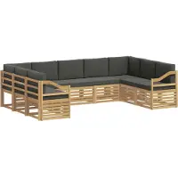 vidaXL Ensemble de salon de jardin , 9 pièces, blanc et anthracite, en polyester