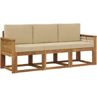 vidaXL Ensemble de 3 assises de jardin , couleur naturelle et beige, en polyester