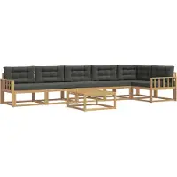 vidaXL Ensemble de salon de jardin , 7 pièces, blanc et anthracite, en polyester