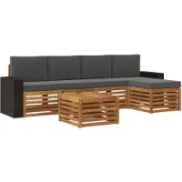 vidaXL Ensemble de salon de jardin 6 pièces, couleurs : naturel et anthracite