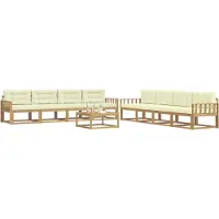 vidaXL Ensemble de salon de jardin , 9 pièces, blanc et crème, en polyester