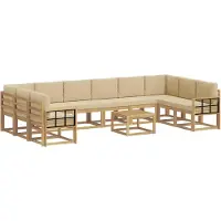 vidaXL Ensemble de salon de jardin 11 pièces, blanc et beige