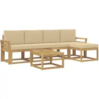 vidaXL Ensemble de salon de jardin 6 pièces, blanc et beige