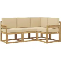 vidaXL Ensemble de salon de jardin 4 pièces, blanc et beige