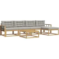 vidaXL Ensemble de salon de jardin , 6 pièces, blanc et gris clair, en polyester