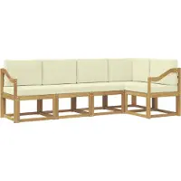 vidaXL Ensemble de salon de jardin 5 pièces, blanc et crème