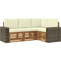 vidaXL Ensemble de canapés avec coussins, 4 pièces, en bois massif d'acacia