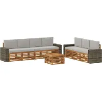 vidaXL Ensemble de canapés , 8 pièces, en bois d'acacia massif, finition naturelle et gris clair