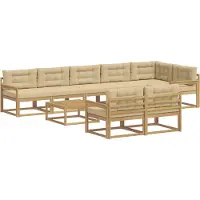 vidaXL Ensemble de salon de jardin , 9 pièces, blanc et beige, en polyester