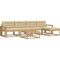 vidaXL Ensemble de canapés d'extérieur , 6 pièces, blanc et beige, en polyester