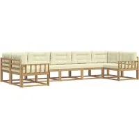 vidaXL Ensemble de salon de jardin 7 pièces, blanc et crème