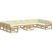 vidaXL Ensemble de salon de jardin 11 pièces, blanc et crème