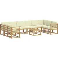 vidaXL Ensemble de salon de jardin 11 pièces, blanc et crème