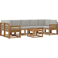 vidaXL Ensemble de canapés d'extérieur , 8 pièces, en polyester naturel et gris clair