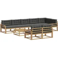 vidaXL Ensemble de salon de jardin , 9 pièces, blanc et anthracite, en polyester