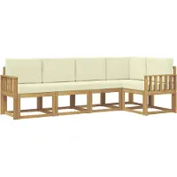 vidaXL Ensemble de salon de jardin 5 pièces, blanc et crème