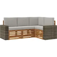 vidaXL Ensemble de canapés avec coussins, 4 pièces, en bois massif d'acacia