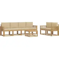 vidaXL Ensemble de salon de jardin 7 pièces, blanc et beige