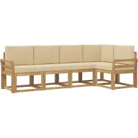 vidaXL Ensemble de salon de jardin 5 pièces, blanc et beige