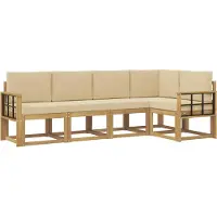 vidaXL Ensemble de salon de jardin 5 pièces, blanc et beige