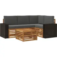 vidaXL Ensemble de canapés d'extérieur , 5 pièces, en polyester, couleurs : naturel et anthracite