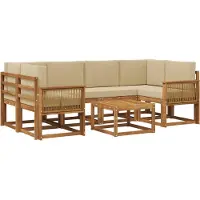 vidaXL Ensemble de salon de jardin , 7 pièces, en polyester naturel et beige