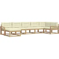 vidaXL Ensemble de salon de jardin 7 pièces, blanc et crème