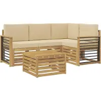 vidaXL Ensemble de canapés d'extérieur , 5 pièces, blanc et beige, en polyester