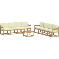 vidaXL Ensemble de salon de jardin 9 pièces, blanc et crème