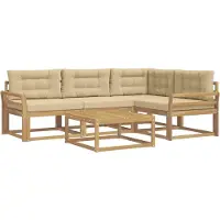 vidaXL Ensemble de canapés d'extérieur , 5 pièces, blanc et beige, en polyester