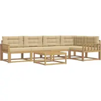 vidaXL Ensemble de canapés d'extérieur , 6 pièces, blanc et beige, en polyester