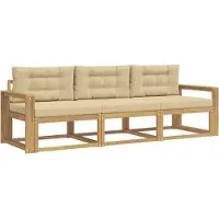 vidaXL - Ensemble de salon de jardin composé de 3 pièces, blanc et beige, en polyester