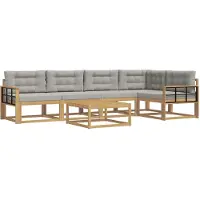 vidaXL Ensemble de salon de jardin , 6 pièces, blanc et gris clair, en polyester