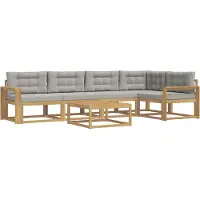 vidaXL Ensemble de salon de jardin , 6 pièces, blanc et gris clair, en polyester