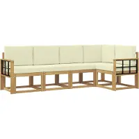 vidaXL Ensemble de salon de jardin 5 pièces, blanc et crème