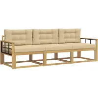 vidaXL - Ensemble de salon de jardin composé de 3 pièces, blanc et beige, en polyester