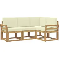 vidaXL Ensemble de salon de jardin 4 pièces, blanc et crème