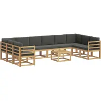 vidaXL Ensemble de salon de jardin 11 pièces, blanc et anthracite