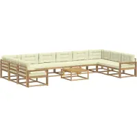 vidaXL Ensemble de salon de jardin 11 pièces, blanc et crème