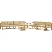 vidaXL Ensemble de salon de jardin , 9 pièces, blanc et beige, en polyester