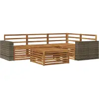 vidaXL Ensemble de salon de jardin 5 pièces en bois d'acacia massif, finition naturelle