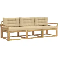 vidaXL - Ensemble de salon de jardin composé de 3 pièces, blanc et beige, en polyester