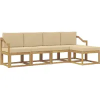 vidaXL Ensemble de salon de jardin 5 pièces, blanc et beige