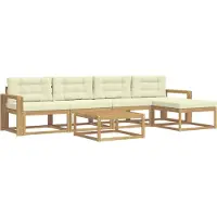 vidaXL Ensemble de canapés d'extérieur , 6 pièces, blanc et crème, en polyester