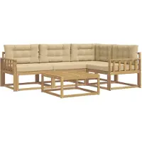 vidaXL Ensemble de canapés d'extérieur , 5 pièces, blanc et beige, en polyester