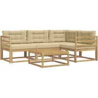 vidaXL Ensemble de canapés d'extérieur , 5 pièces, blanc et beige, en polyester